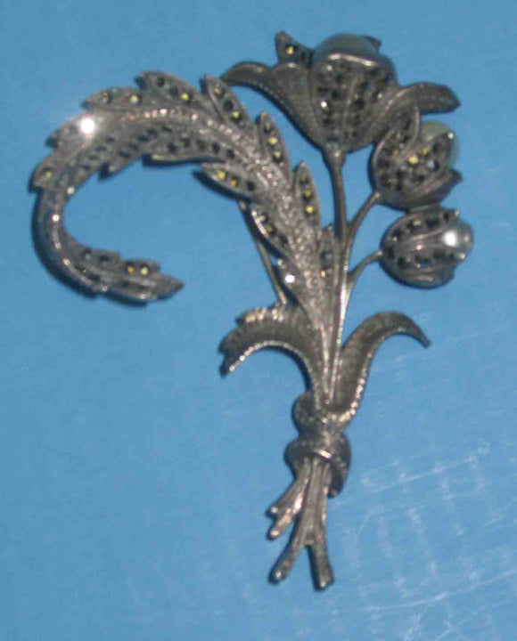 Silver marcasite brooch