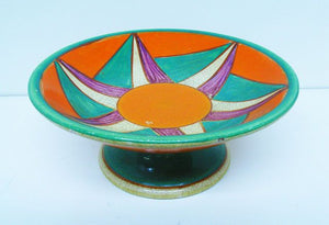 1930s Clarice Cliff early geometric design comport by Newport Potteries Buslem England