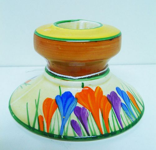 Clarice Cliff A J Wilkinsons Limited Royal Staffordshire Bizarre Crocus pattern candle stick