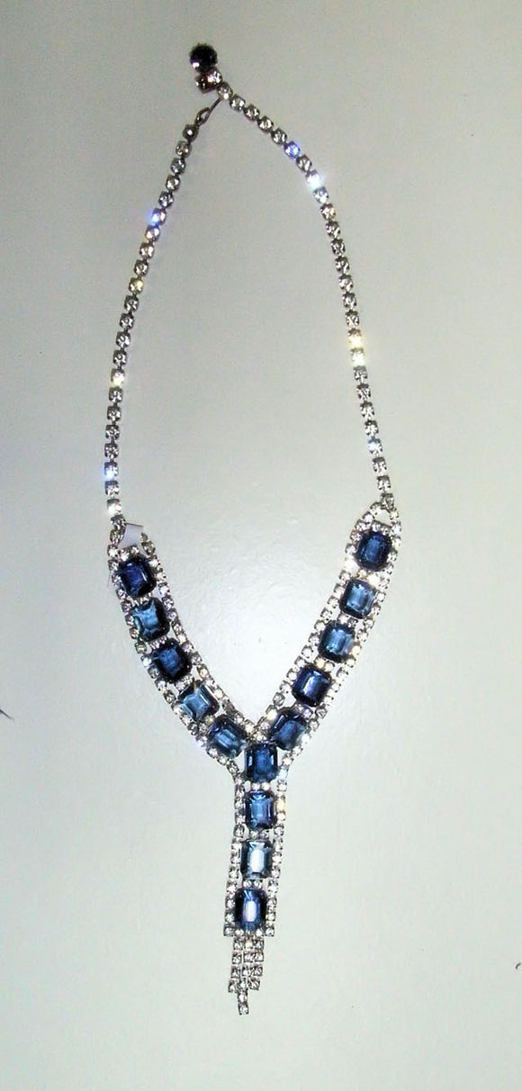 Blue diamante and rhynestone necklace