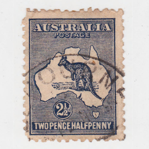 Australian 1913 2 1/2d 2 1/2 Penny Indigo Kangaroo Stamp - Perf: 11.5-12