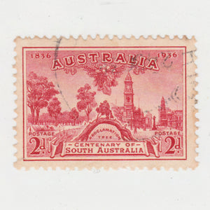 Australian 1936 2 Penny Carmine Centenary Of South Australia Stamp