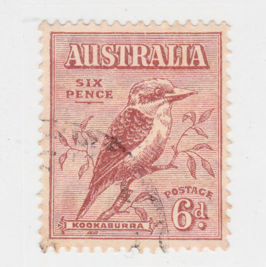 Australian 1932 6 Penny Red Brown Kookaburra Stamp