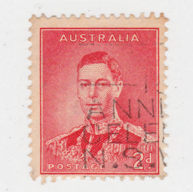 Australian 1937 2 Penny Scarlet King George VI Stamp Type 1