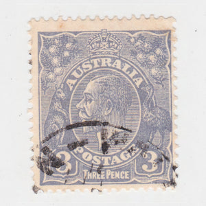 Australian 1926 3 Penny Dull Ultramarine KGV King George V Stamp - Type 5 Multiple Watermark