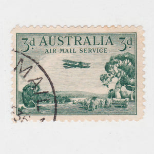 Australian 1929 3 Penny Green Air Mail Service Stamp