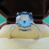 Silver Claw Set Blue Topaz Dress Ring