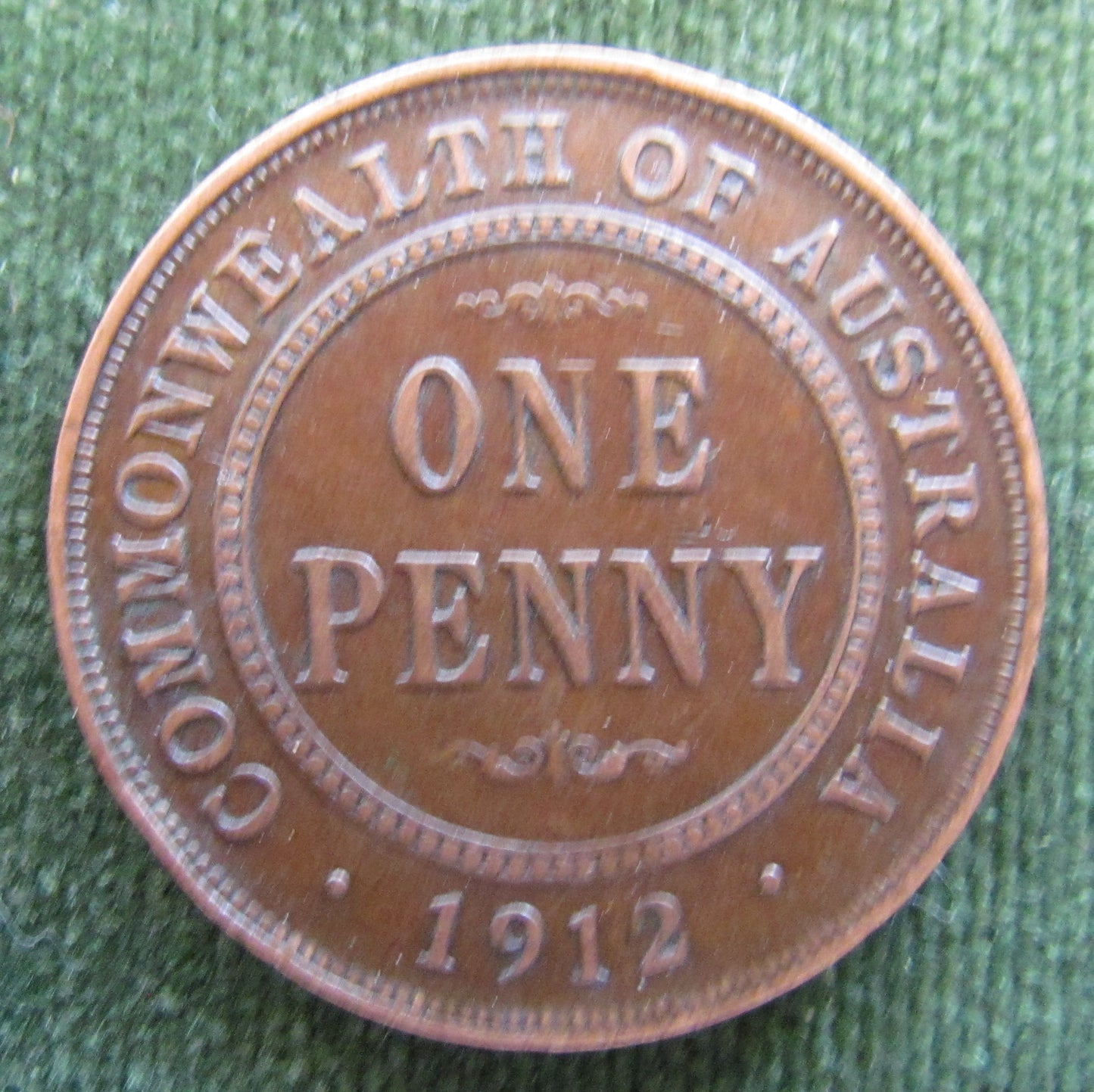 Australian 1912 1d 1 Penny King George V Coin - Variety Die Crack