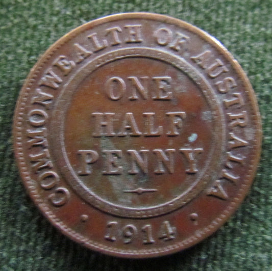 Australian 1914 1/2d Half Penny King George V Coin