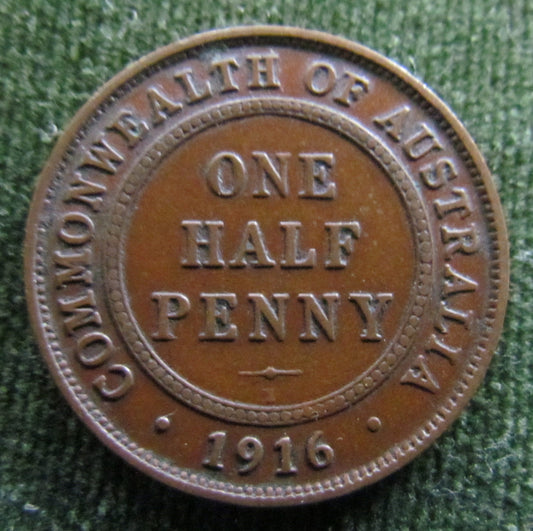 Australian 1916 1/2d Half Penny King George V Coin