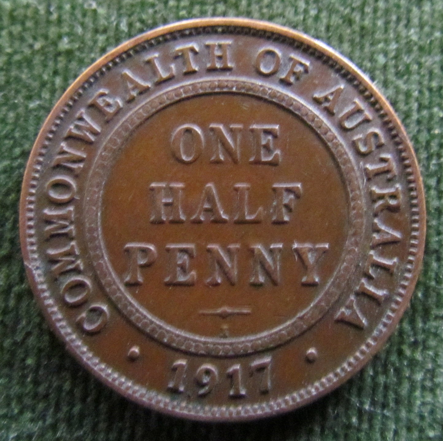 Australian 1917 1/2d Half Penny King George V Coin