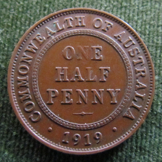 Australian 1919 1/2d Half Penny King George V Coin
