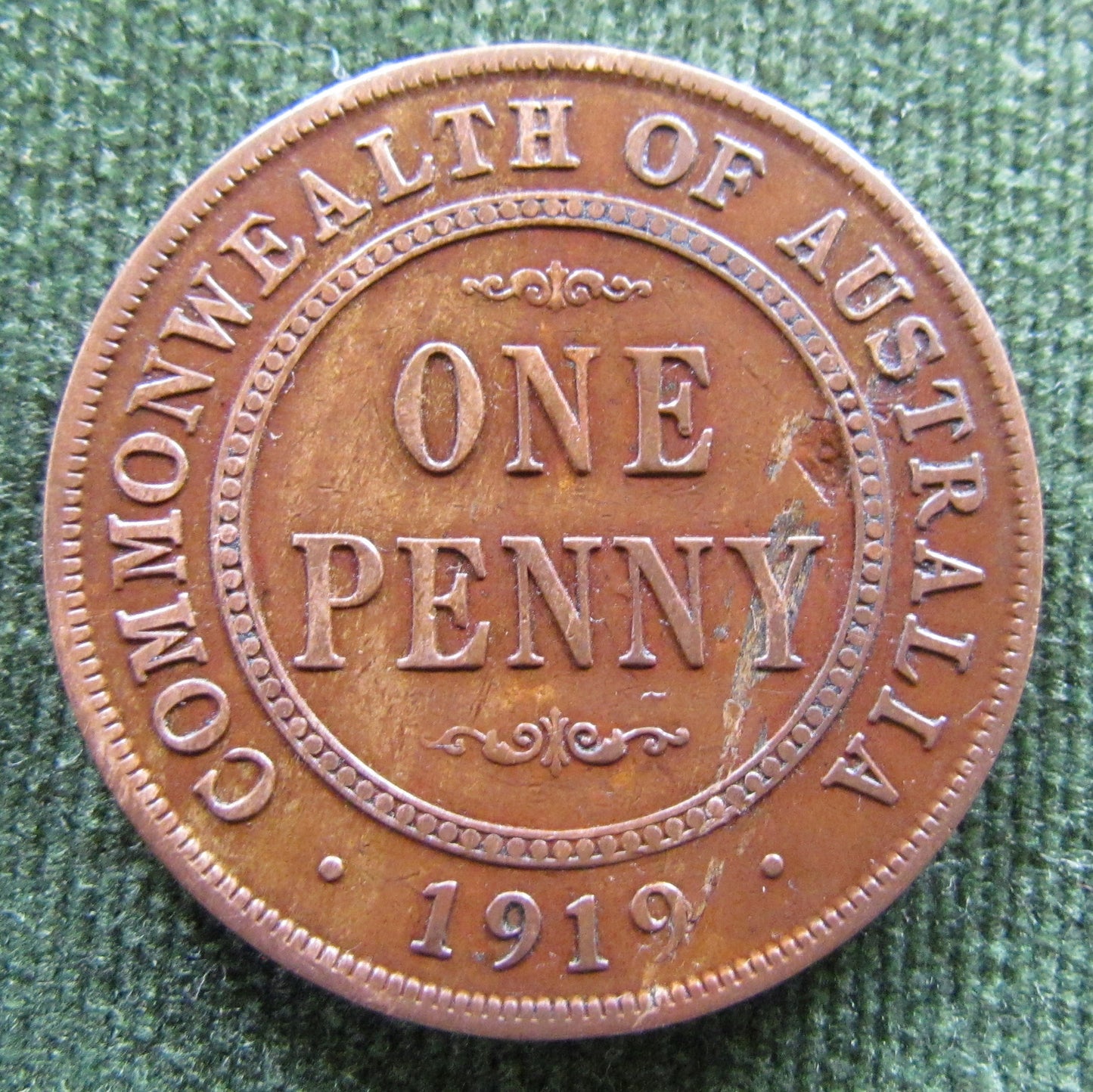 Australian 1919 1d 1 Penny King George V Coin - Variety Planchet Error