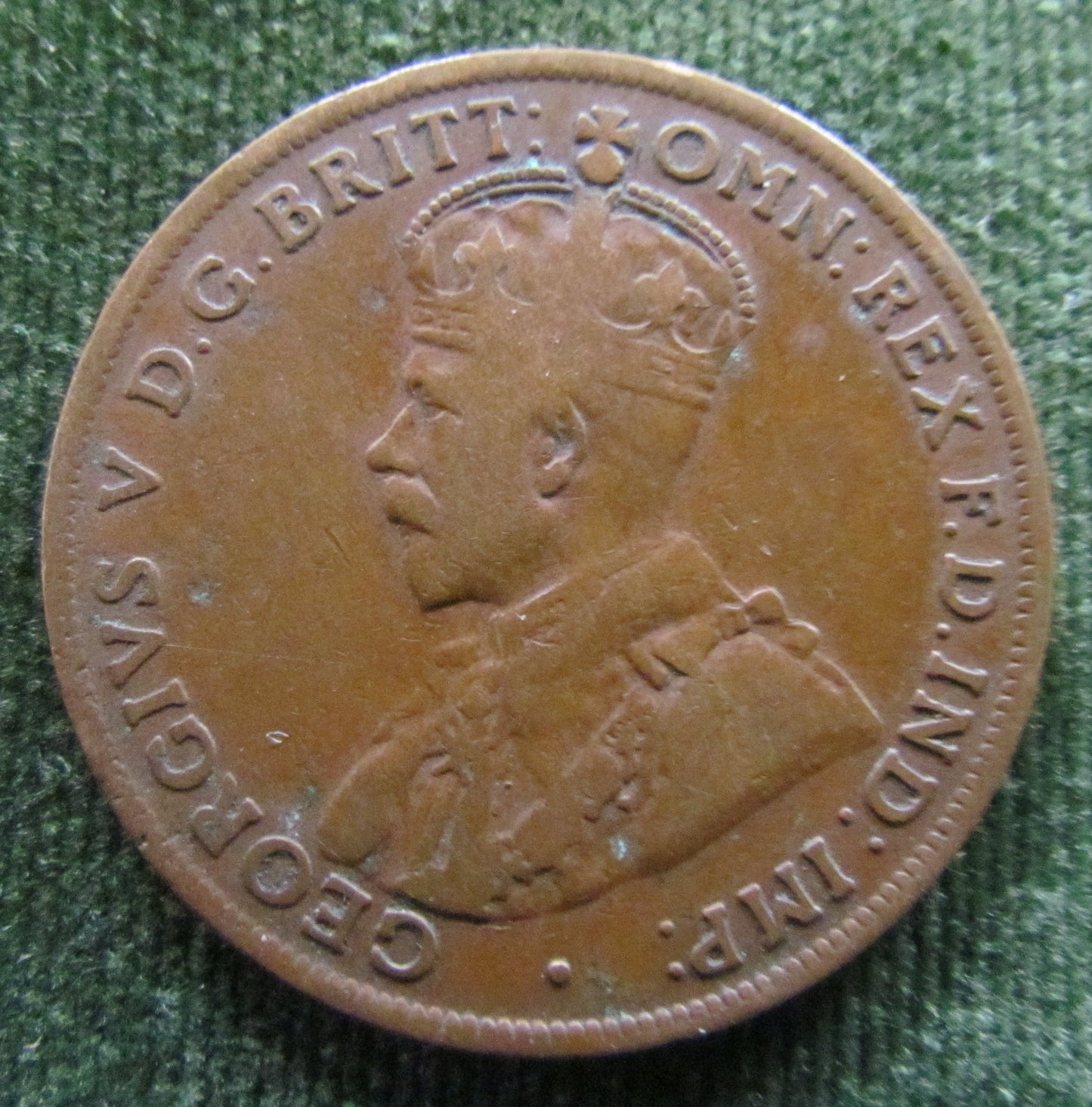 Australian 1920 1d 1 Penny Dot Above Bottom Scroll King George V Coin