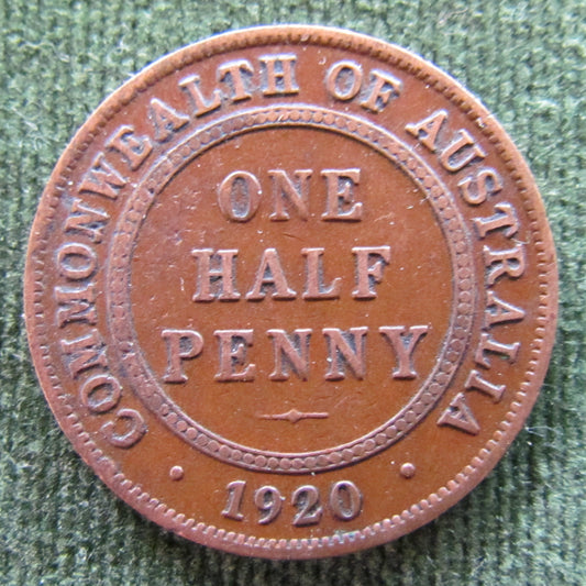 Australian 1920 1/2d Half Penny King George V Coin