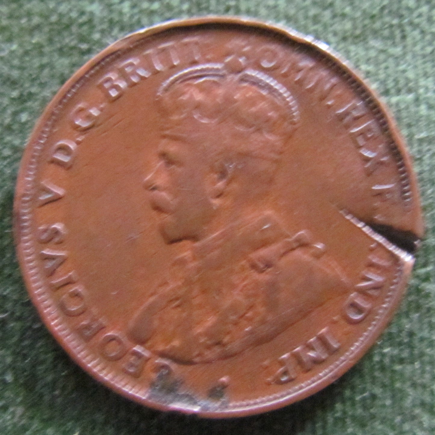 Australian 1920 1d 1 Penny King George V Coin - Variety Rim Nick