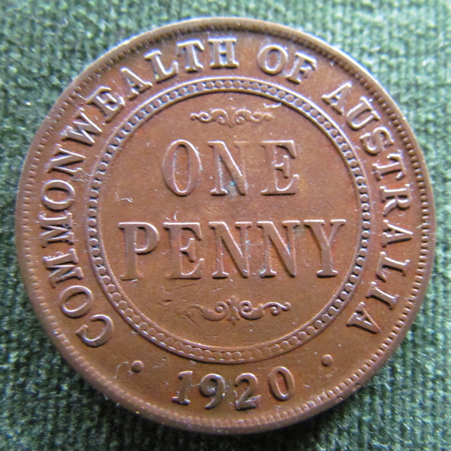 Australian 1920 1d 1 Penny Double Dot King George V Coin