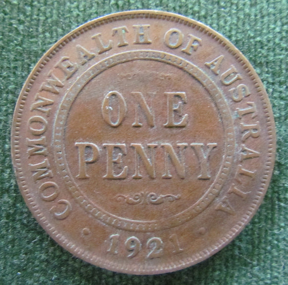 Australian 1921 1d 1 Penny King George V Coin