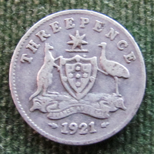 Australian 1921 3d Three Pence King George V Coin Circulated