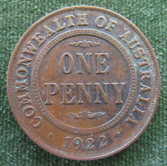Australian 1922 1d 1 Penny King George V Coin