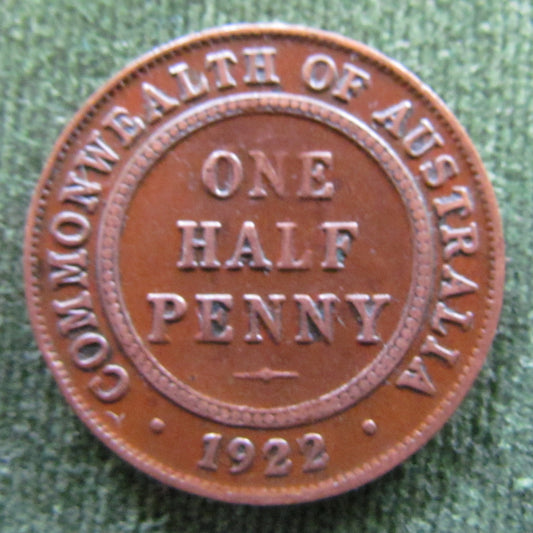 Australian 1922 1/2d Half Penny King George V Coin
