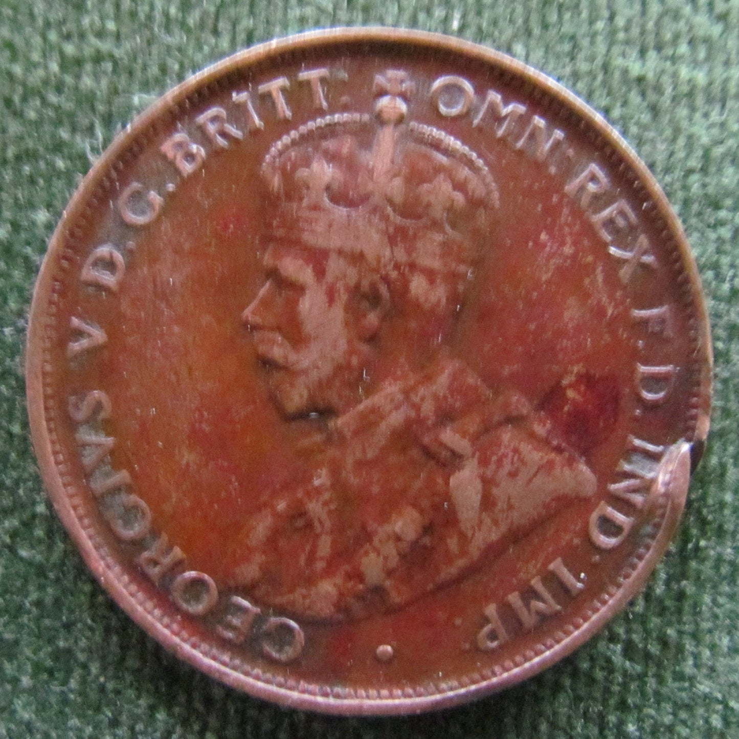 Australian 1922 1d 1 Penny King George V Coin - Variety Rim Hit