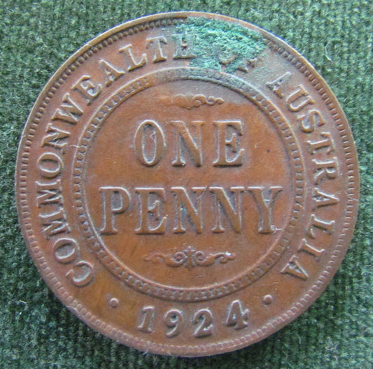 Australian 1924 1d 1 Penny King George V Coin