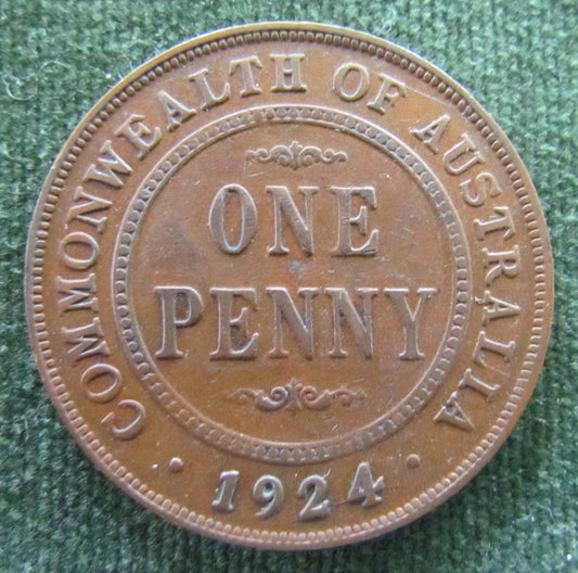 Australian 1924 1d 1 Penny King George V Coin Die Crack