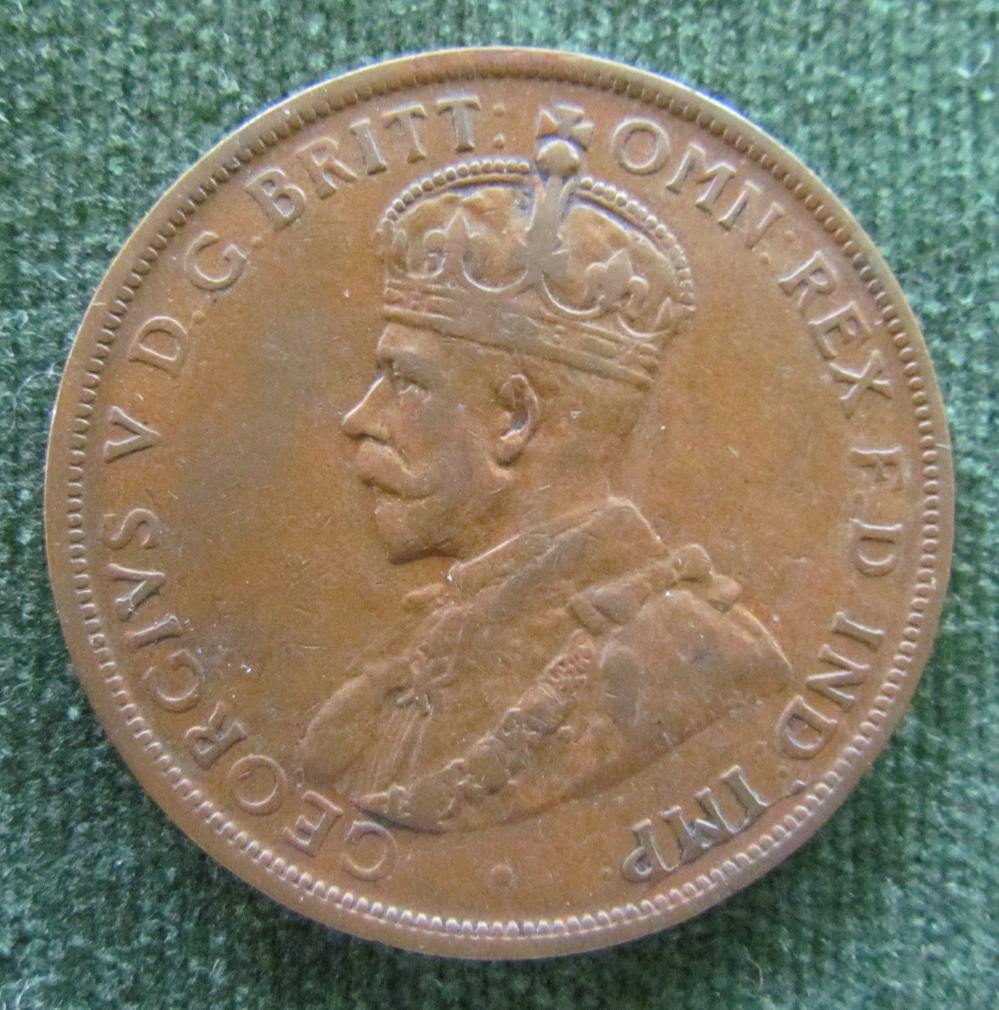 Australian 1924 1d 1 Penny King George V Coin Die Crack