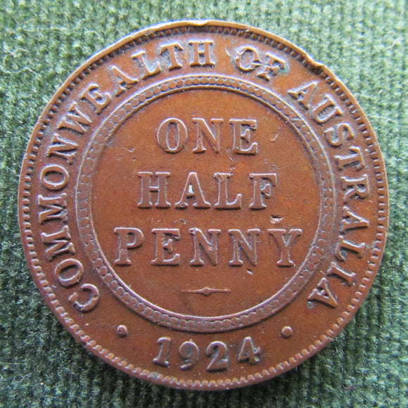 Australian 1924 1/2d Half Penny King George V Coin