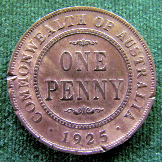 Australian 1925 1d 1 Penny King George V Coin