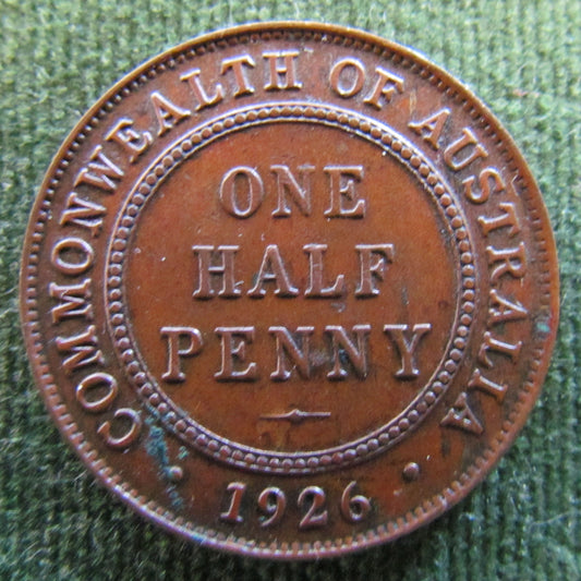 Australian 1926 1/2d Half Penny King George V Coin - Variety Lamination Error