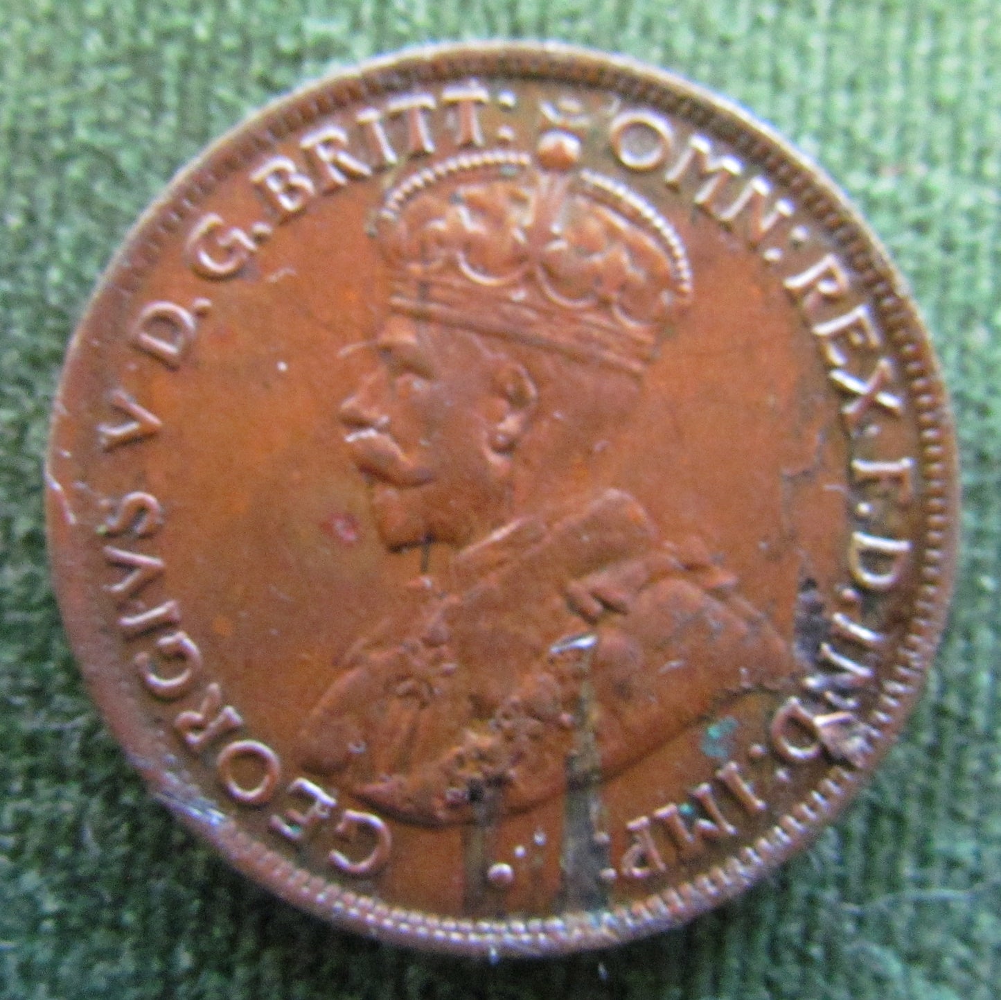Australian 1926 1/2d Half Penny King George V Coin - Variety Lamination Error