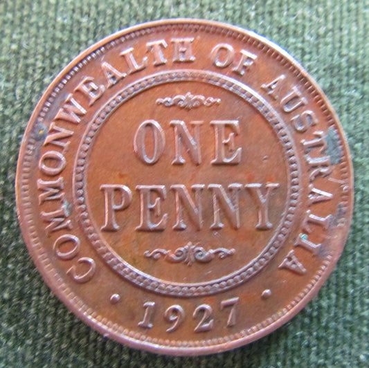 Australian 1927 1d 1 Penny King George V Coin - Variety Die Crack