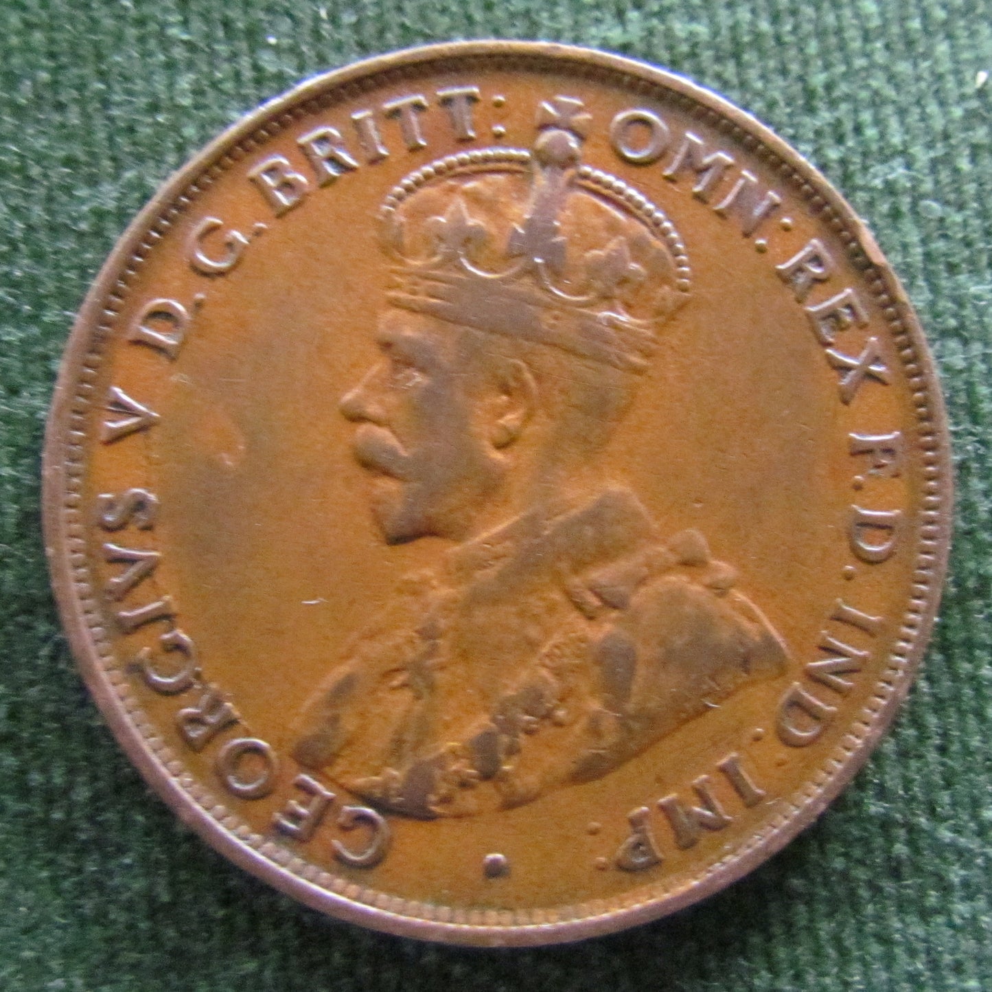 Australian 1927 1d 1 Penny King George V Coin - Variety Die Crack