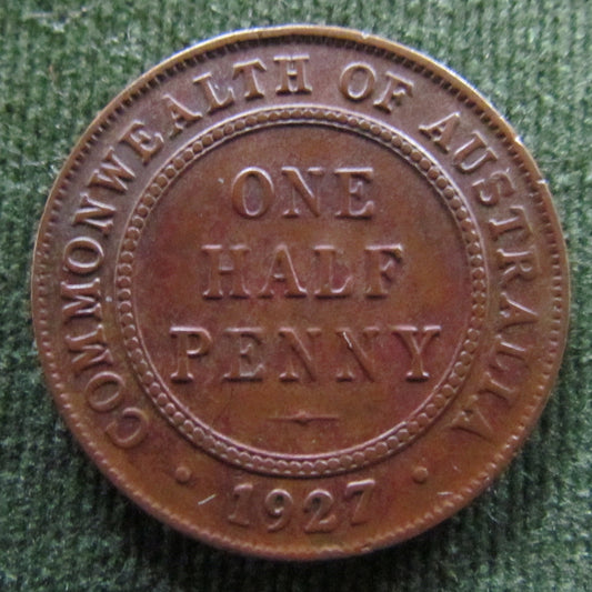 Australian 1927 1/2d Half Penny King George V Coin