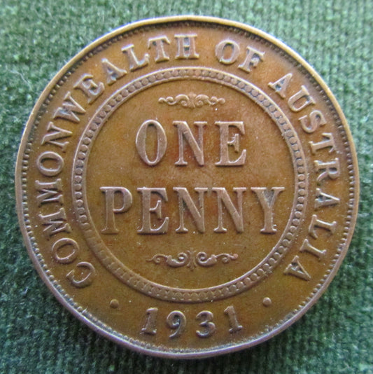 Australian 1931 1d 1 Penny King George VI Coin - Graded as VF