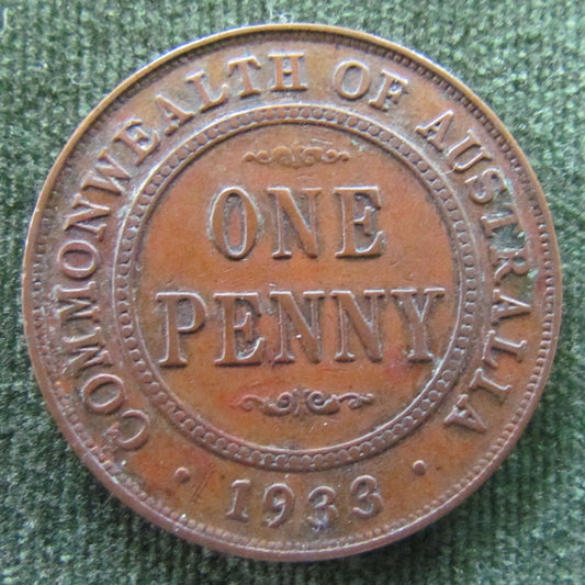 Australian 1933 1d 1 Penny King George V Coin