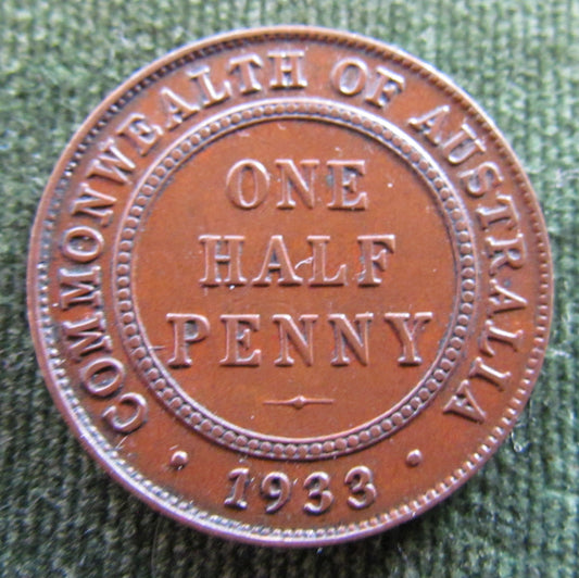 Australian 1933 1/2d Half Penny King George V Coin