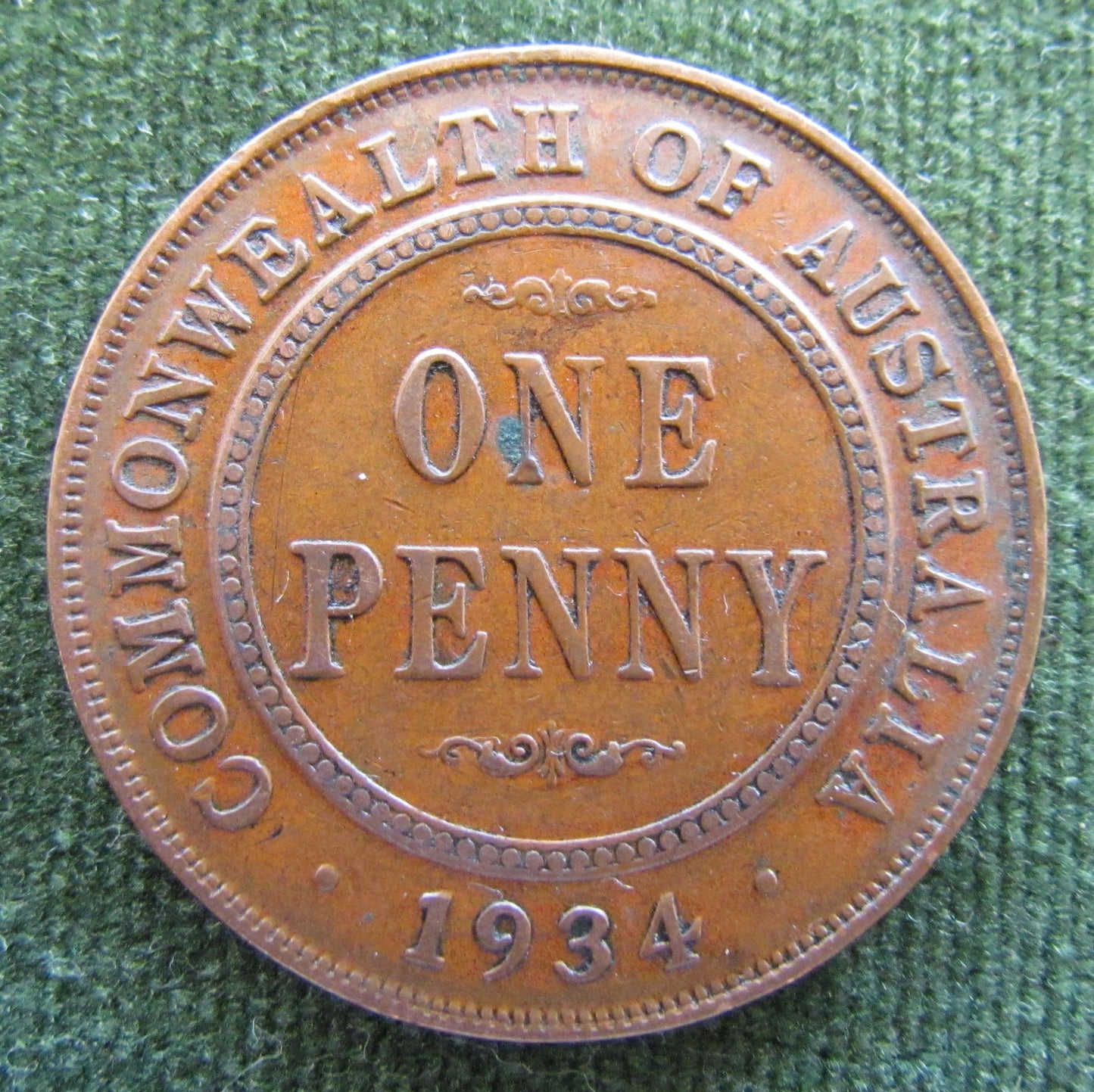 Australian 1934 1d 1 Penny King George V Coin - Variety Planchet Error