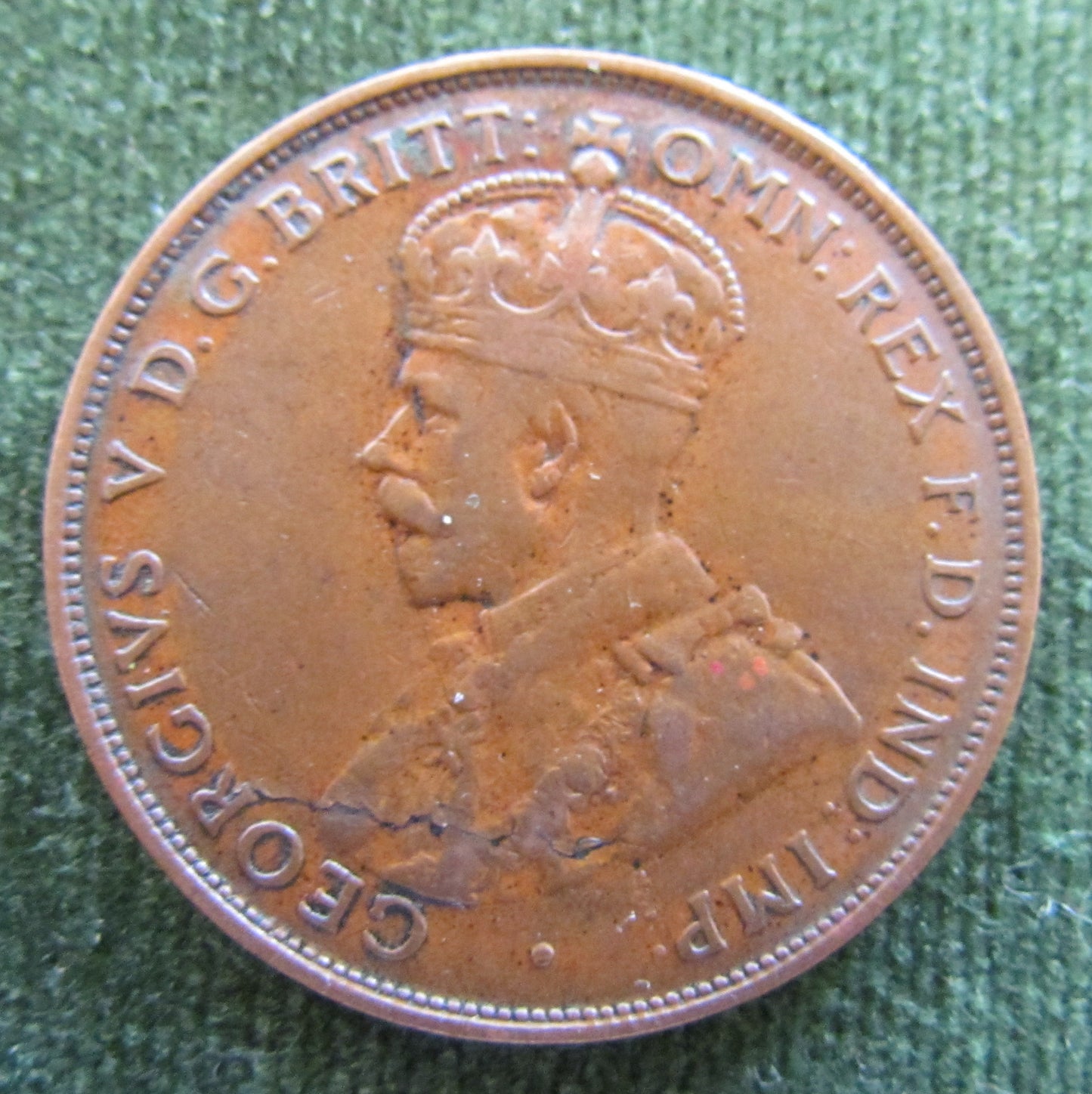 Australian 1934 1d 1 Penny King George V Coin - Variety Planchet Error