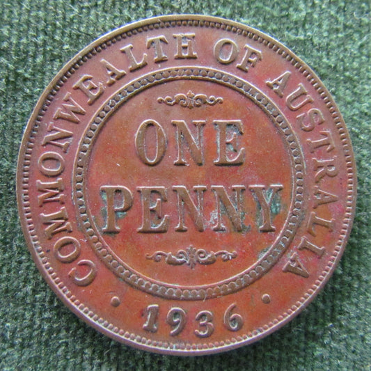 Australian 1936 1d 1 Penny King George V Coin