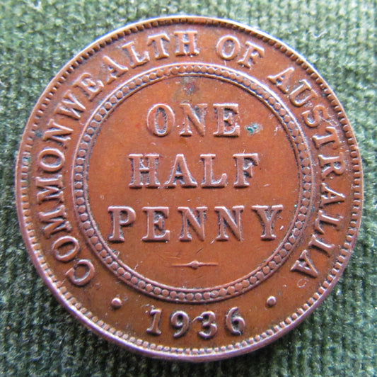 Australian 1936 1/2d Half Penny King George V Coin