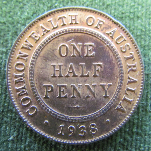 Australian 1938 1/2d Half Penny King George VI Coin - Low Circulation