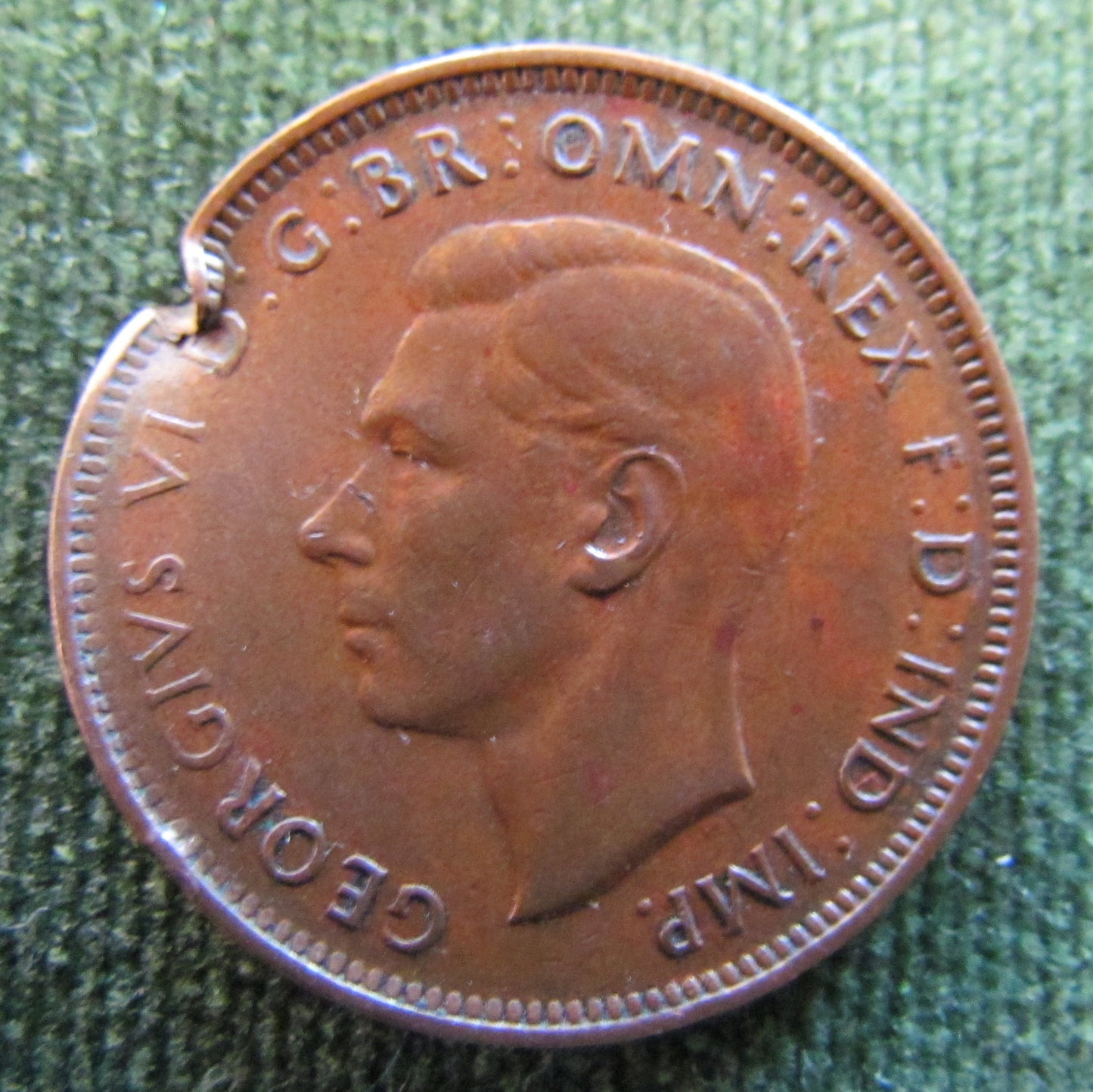 Australian 1938 1/2d Half Penny King George VI Coin - Variety Rim Hit