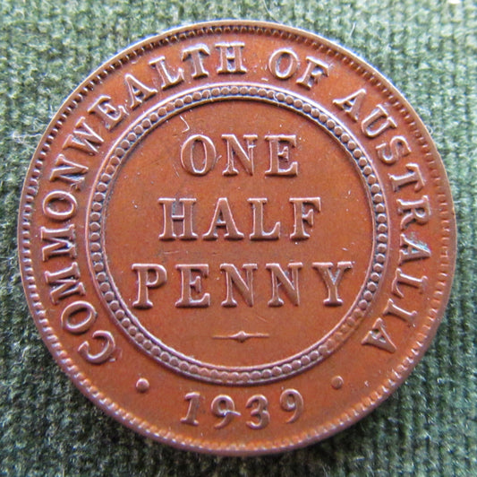 Australian 1939 1/2d Half Penny COA King George VI Coin