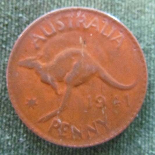 Australian 1941 1d 1 Penny King George VI Coin - Variety Weak Pressing