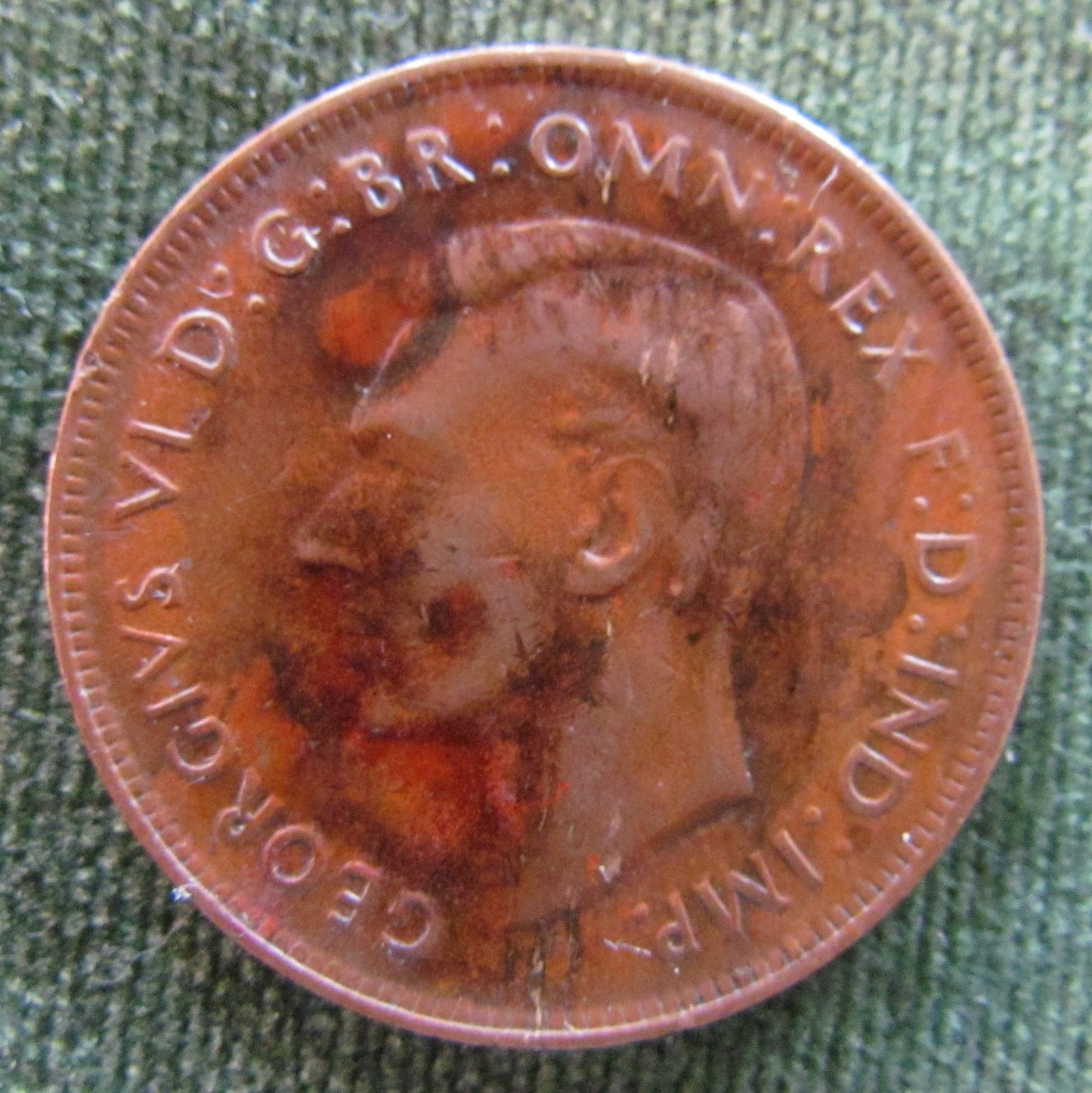 Australian 1941 1d 1 Penny King George VI Coin - Variety Weak Pressing