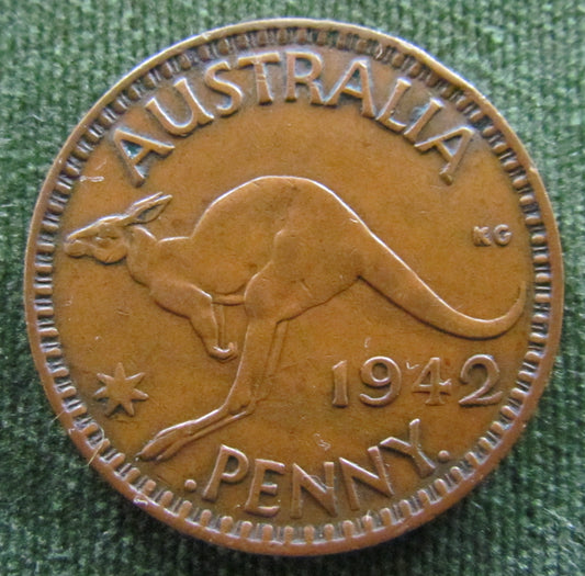 Australian 1942 I 1d 1 Penny King George VI Coin