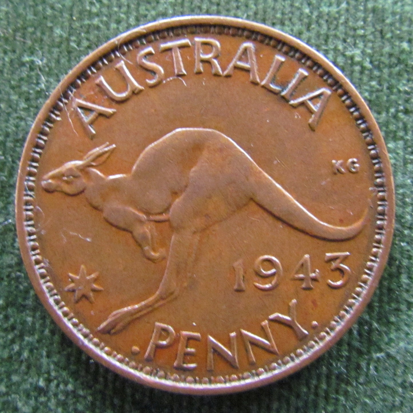 Australian 1943I 1d 1 Penny King George VI Coin